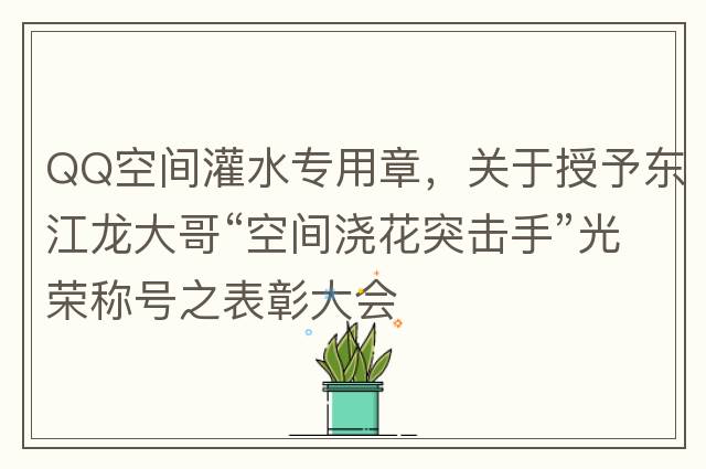 QQ空間灌水專用章，關(guān)于授予東江龍大哥“空間澆花突擊手”光榮稱號(hào)之表彰大會(huì)