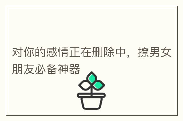 對你的感情正在刪除中，撩男女朋友必備神器