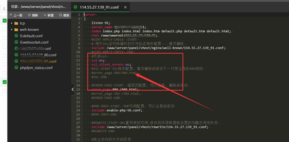 網(wǎng)站開啟SSI/寶塔面板開啟SSI功能/linux面板nginx開啟ssi