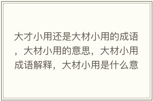 大才小用還是大材小用的成語，大材小用的意思，大材小用成語解釋，大材小用是什么意思含義寓意