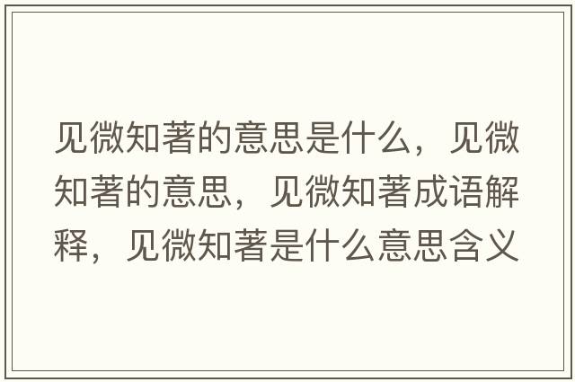 見微知著的意思是什么，見微知著的意思，見微知著成語解釋，見微知著是什么意思含義寓意