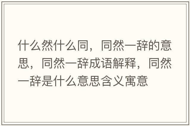 什么然什么同，同然一辭的意思，同然一辭成語解釋，同然一辭是什么意思含義寓意