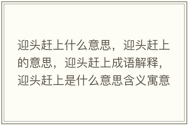 迎頭趕上什么意思，迎頭趕上的意思，迎頭趕上成語解釋，迎頭趕上是什么意思含義寓意