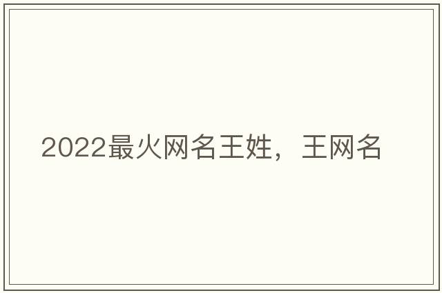 2022最火網(wǎng)名王姓，王網(wǎng)名