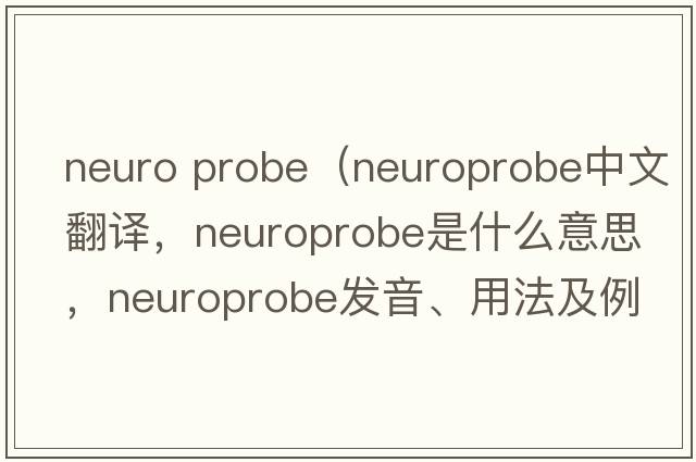 Neuro Probe（neuroprobe中文翻譯，neuroprobe是什么意思，neuroprobe發(fā)音、用法及例句）