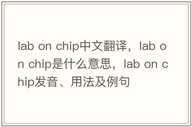 lab on chip中文翻譯，lab on chip是什么意思，lab on chip發(fā)音、用法及例句