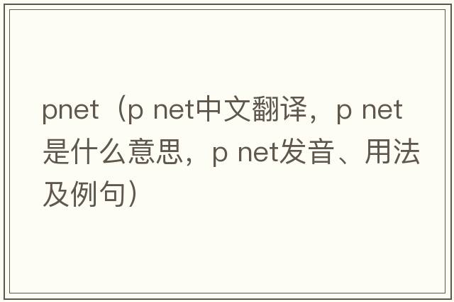 pnet（p net中文翻譯，p net是什么意思，p net發(fā)音、用法及例句）
