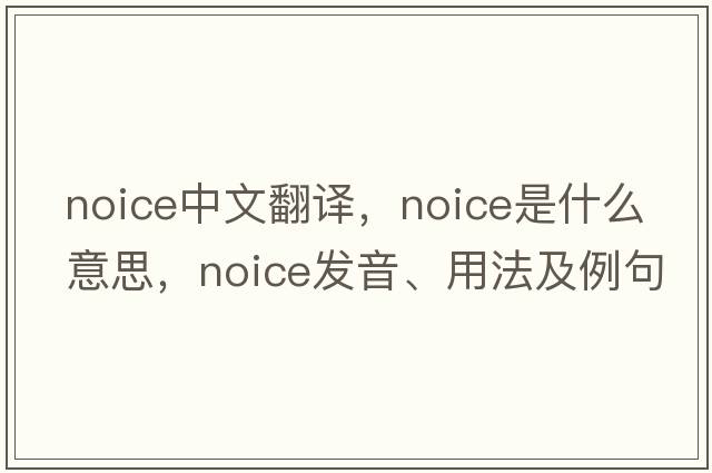 noice中文翻譯，noice是什么意思，noice發(fā)音、用法及例句