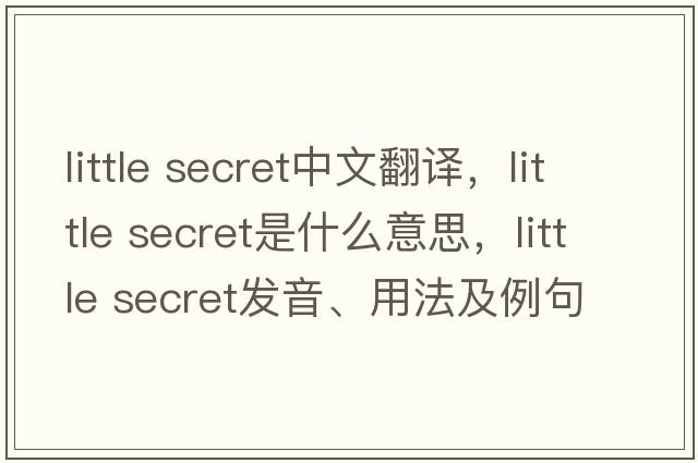 little secret中文翻譯，little secret是什么意思，little secret發(fā)音、用法及例句