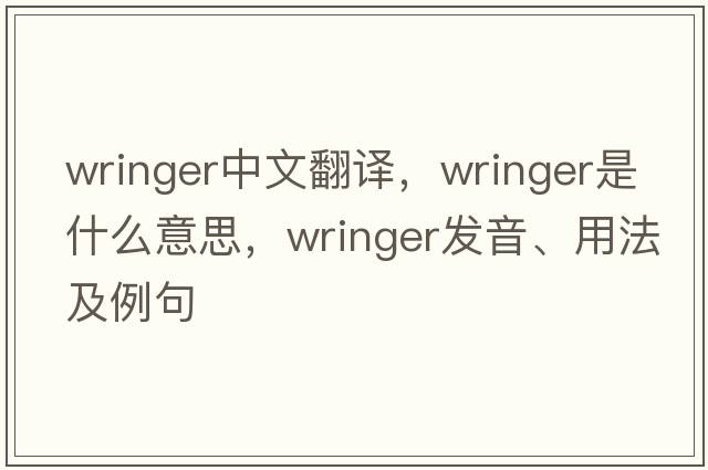 wringer中文翻譯，wringer是什么意思，wringer發(fā)音、用法及例句