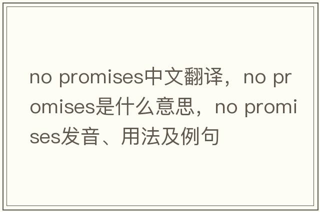 no promises中文翻譯，no promises是什么意思，no promises發(fā)音、用法及例句
