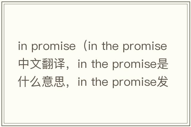 in promise（in the promise中文翻譯，in the promise是什么意思，in the promise發(fā)音、用法及例句）