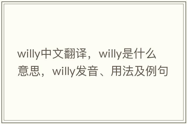 willy中文翻譯，willy是什么意思，willy發(fā)音、用法及例句