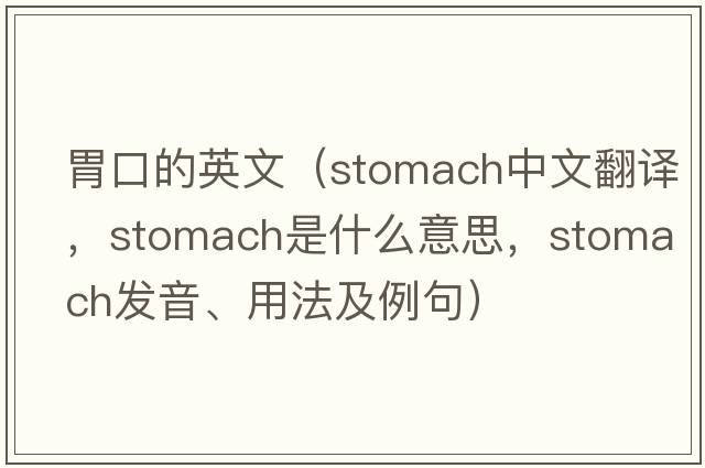 胃口的英文（stomach中文翻譯，stomach是什么意思，stomach發(fā)音、用法及例句）