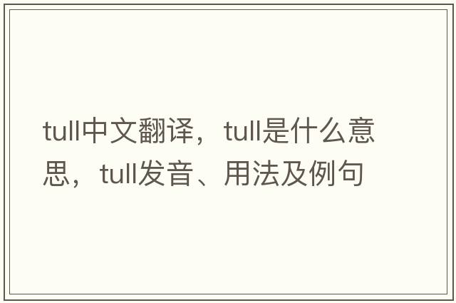 Tull中文翻譯，Tull是什么意思，Tull發(fā)音、用法及例句