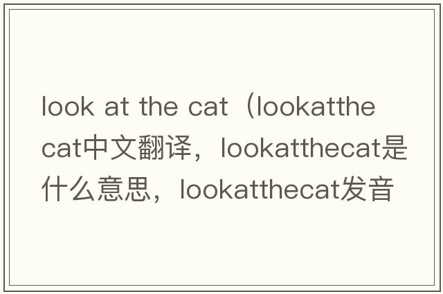 look at the cat（lookatthecat中文翻譯，lookatthecat是什么意思，lookatthecat發(fā)音、用法及例句）