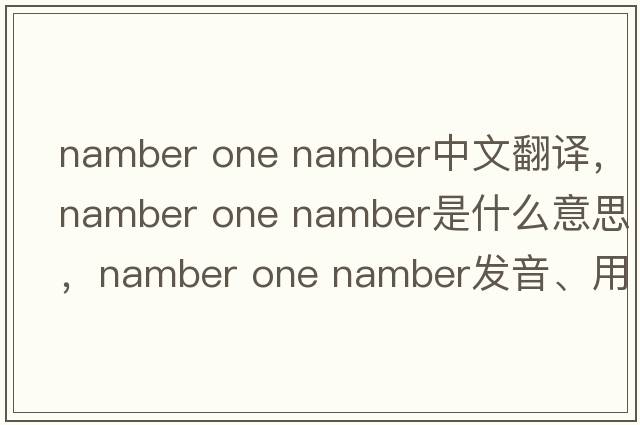 namber one namber中文翻譯，namber one namber是什么意思，namber one namber發(fā)音、用法及例句