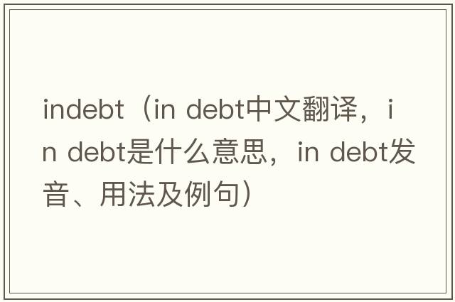 indebt（in debt中文翻譯，in debt是什么意思，in debt發(fā)音、用法及例句）