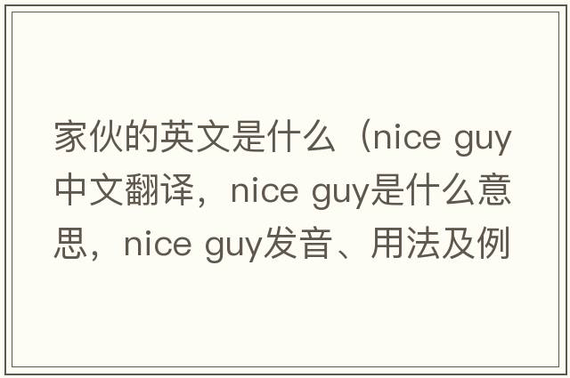 家伙的英文是什么（nice guy中文翻譯，nice guy是什么意思，nice guy發(fā)音、用法及例句）