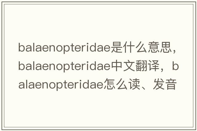 Balaenopteridae是什么意思，Balaenopteridae中文翻譯，Balaenopteridae怎么讀、發(fā)音、用法及例句