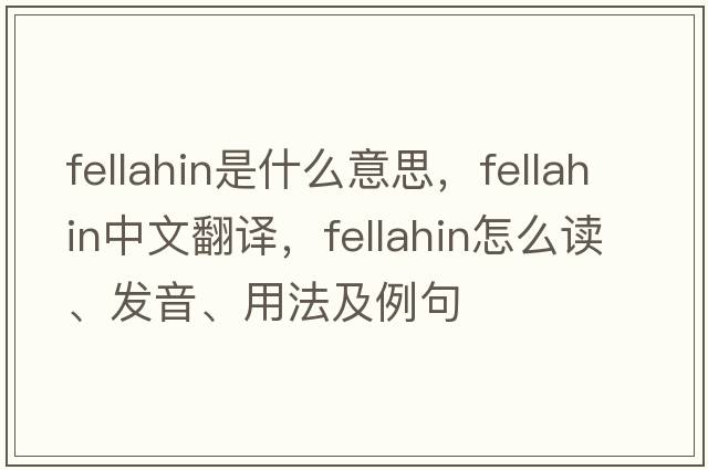 fellahin是什么意思，fellahin中文翻譯，fellahin怎么讀、發(fā)音、用法及例句