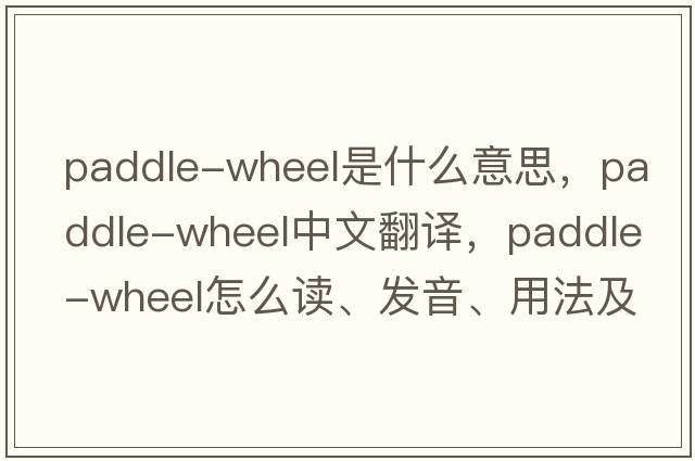 paddle-wheel是什么意思，paddle-wheel中文翻譯，paddle-wheel怎么讀、發(fā)音、用法及例句
