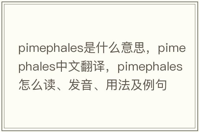 Pimephales是什么意思，Pimephales中文翻譯，Pimephales怎么讀、發(fā)音、用法及例句