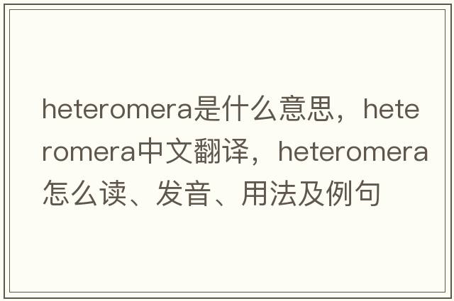 Heteromera是什么意思，Heteromera中文翻譯，Heteromera怎么讀、發(fā)音、用法及例句