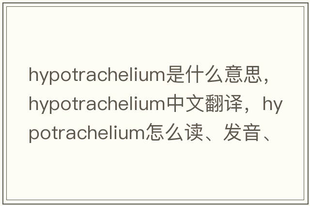 hypotrachelium是什么意思，hypotrachelium中文翻譯，hypotrachelium怎么讀、發(fā)音、用法及例句