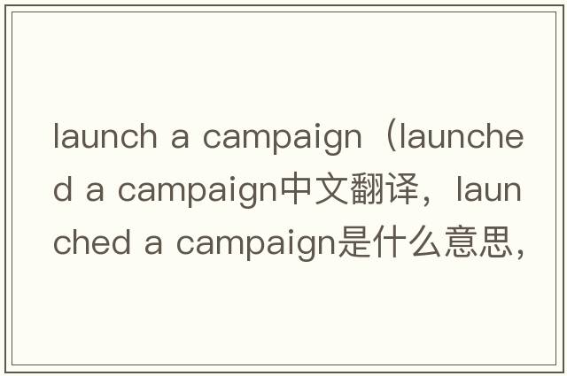 launch a campaign（launched a campaign中文翻譯，launched a campaign是什么意思，launched a campaign發(fā)音、用法及例句）