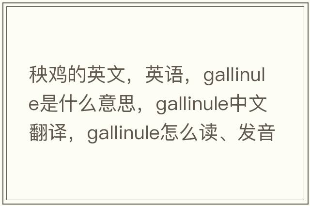 秧雞的英文，英語，gallinule是什么意思，gallinule中文翻譯，gallinule怎么讀、發(fā)音、用法及例句