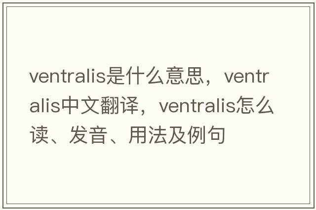 ventralis是什么意思，ventralis中文翻譯，ventralis怎么讀、發(fā)音、用法及例句