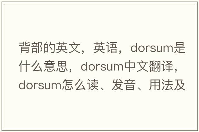 背部的英文，英語(yǔ)，dorsum是什么意思，dorsum中文翻譯，dorsum怎么讀、發(fā)音、用法及例句