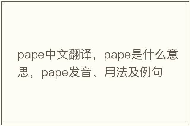 PAPE中文翻譯，PAPE是什么意思，PAPE發(fā)音、用法及例句