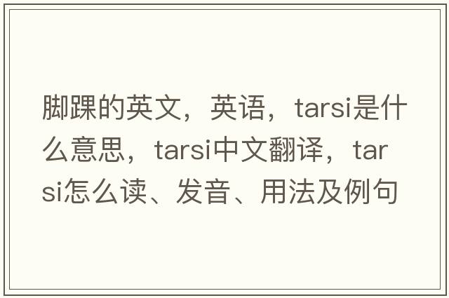 腳踝的英文，英語，tarsi是什么意思，tarsi中文翻譯，tarsi怎么讀、發(fā)音、用法及例句