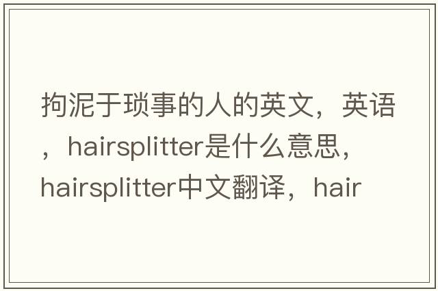 拘泥于瑣事的人的英文，英語，hairsplitter是什么意思，hairsplitter中文翻譯，hairsplitter怎么讀、發(fā)音、用法及例句