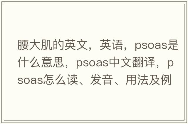 腰大肌的英文，英語，psoas是什么意思，psoas中文翻譯，psoas怎么讀、發(fā)音、用法及例句