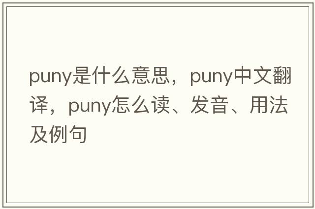 puny是什么意思，puny中文翻譯，puny怎么讀、發(fā)音、用法及例句