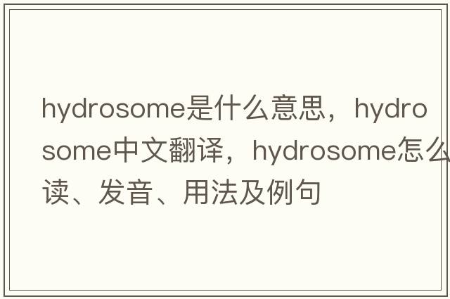 hydrosome是什么意思，hydrosome中文翻譯，hydrosome怎么讀、發(fā)音、用法及例句