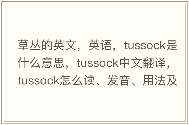 草叢的英文，英語(yǔ)，tussock是什么意思，tussock中文翻譯，tussock怎么讀、發(fā)音、用法及例句
