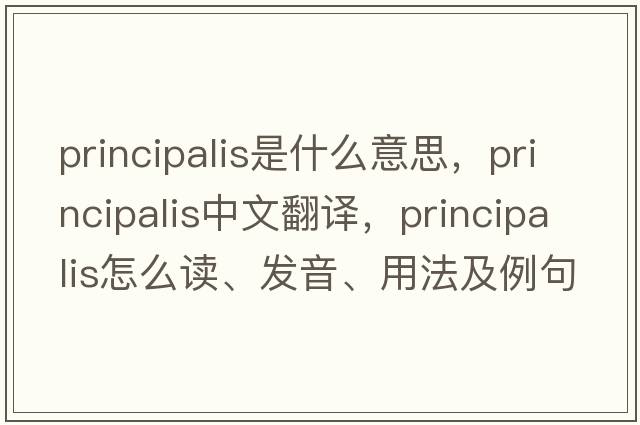 principalis是什么意思，principalis中文翻譯，principalis怎么讀、發(fā)音、用法及例句