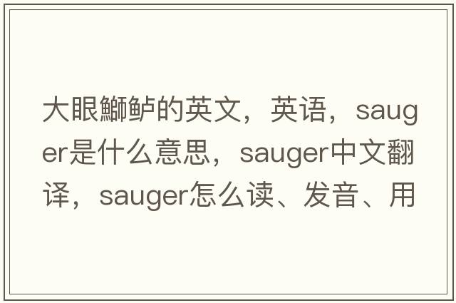 大眼鰤鱸的英文，英語，sauger是什么意思，sauger中文翻譯，sauger怎么讀、發(fā)音、用法及例句