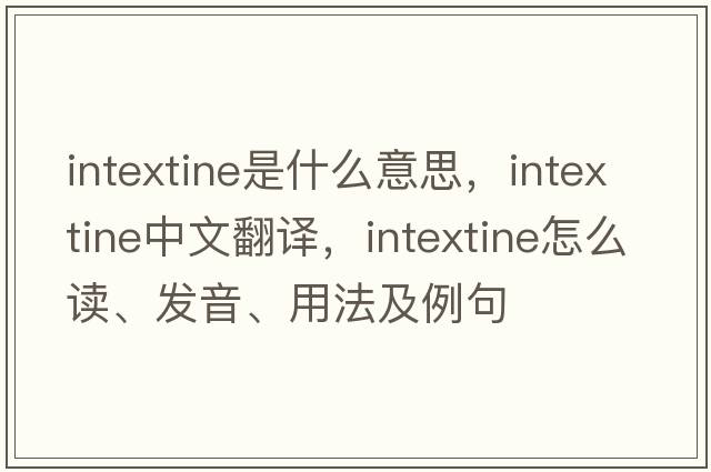 intextine是什么意思，intextine中文翻譯，intextine怎么讀、發(fā)音、用法及例句