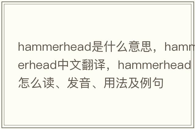 hammerhead是什么意思，hammerhead中文翻譯，hammerhead怎么讀、發(fā)音、用法及例句