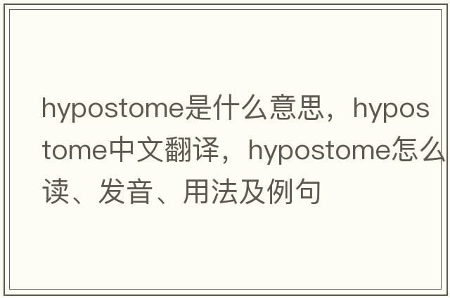 hypostome是什么意思，hypostome中文翻譯，hypostome怎么讀、發(fā)音、用法及例句