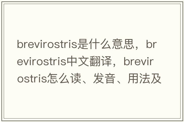 brevirostris是什么意思，brevirostris中文翻譯，brevirostris怎么讀、發(fā)音、用法及例句