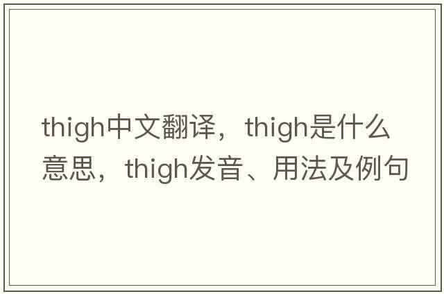thigh中文翻譯，thigh是什么意思，thigh發(fā)音、用法及例句
