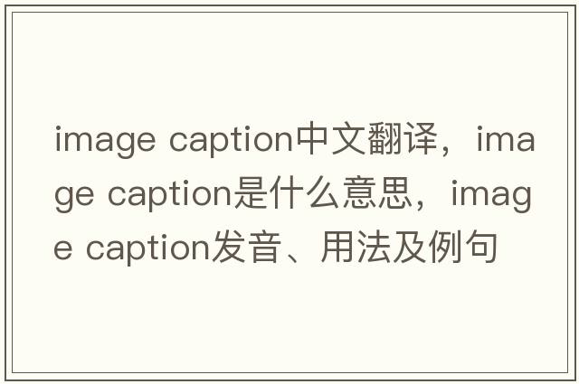 image caption中文翻譯，image caption是什么意思，image caption發(fā)音、用法及例句