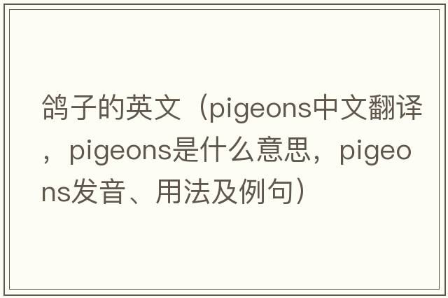鴿子的英文（pigeons中文翻譯，pigeons是什么意思，pigeons發(fā)音、用法及例句）