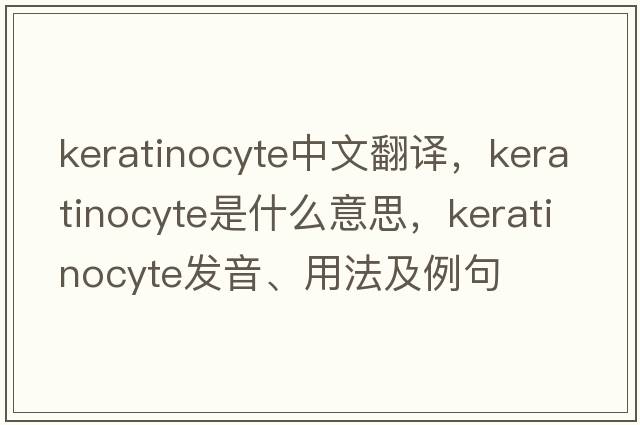 keratinocyte中文翻譯，keratinocyte是什么意思，keratinocyte發(fā)音、用法及例句